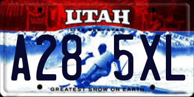 UT license plate A285XL