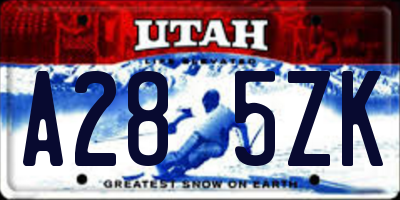 UT license plate A285ZK