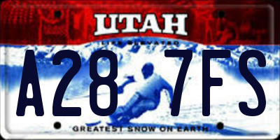 UT license plate A287FS