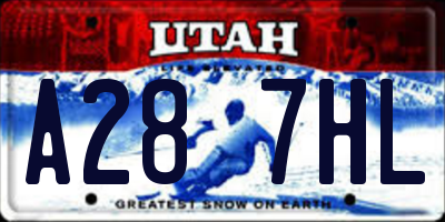 UT license plate A287HL