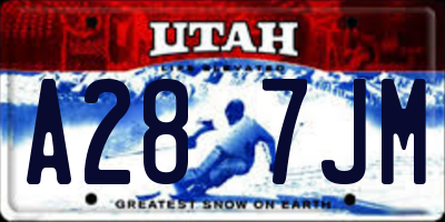 UT license plate A287JM