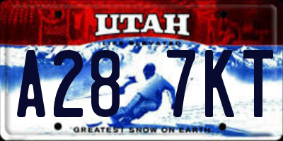 UT license plate A287KT