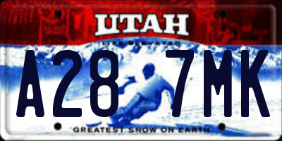 UT license plate A287MK