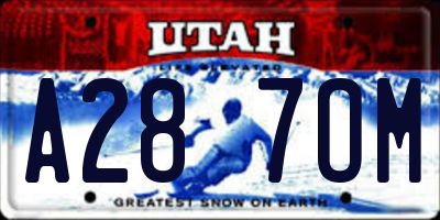 UT license plate A287OM