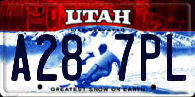 UT license plate A287PL