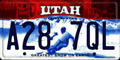 UT license plate A287QL