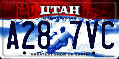 UT license plate A287VC