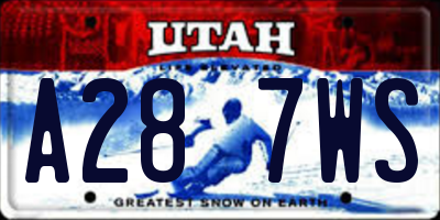 UT license plate A287WS
