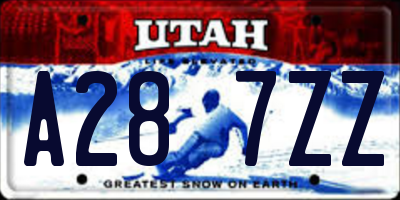 UT license plate A287ZZ