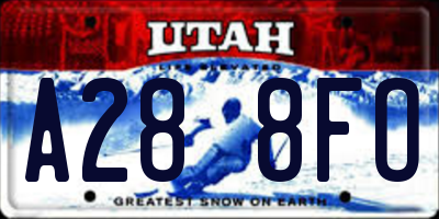 UT license plate A288FO
