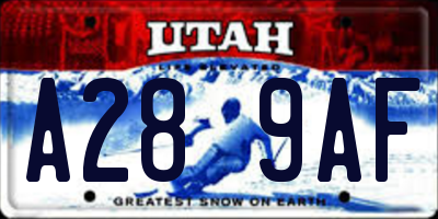 UT license plate A289AF