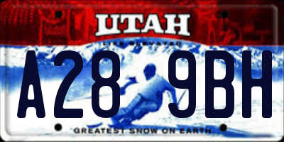 UT license plate A289BH