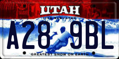 UT license plate A289BL