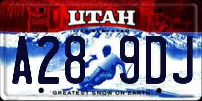 UT license plate A289DJ