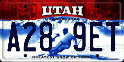UT license plate A289ET