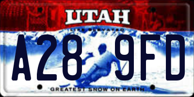 UT license plate A289FD