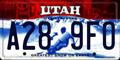 UT license plate A289FO