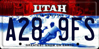UT license plate A289FS