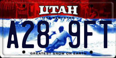 UT license plate A289FT