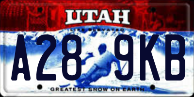UT license plate A289KB