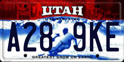 UT license plate A289KE
