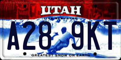 UT license plate A289KT