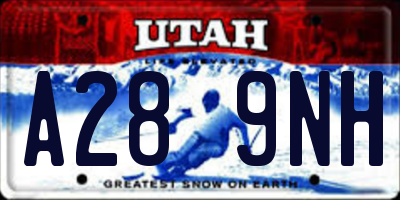 UT license plate A289NH