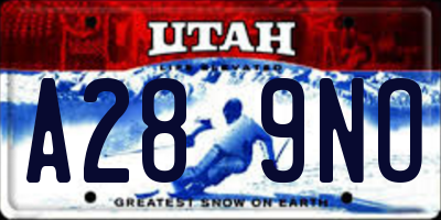 UT license plate A289NO