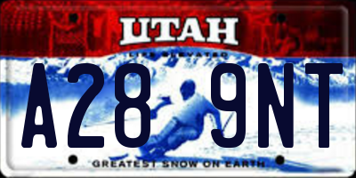 UT license plate A289NT