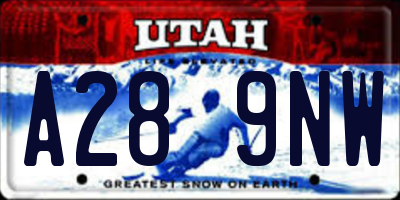 UT license plate A289NW