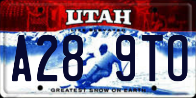 UT license plate A289TO