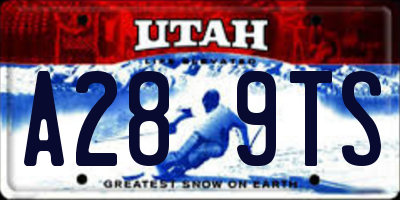 UT license plate A289TS