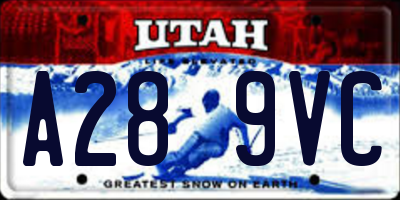 UT license plate A289VC