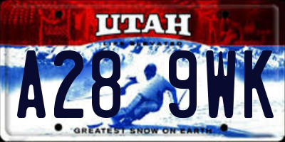 UT license plate A289WK