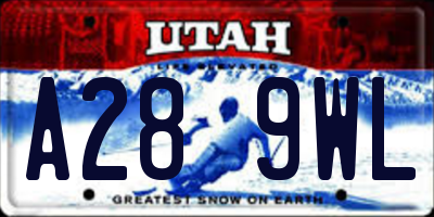 UT license plate A289WL