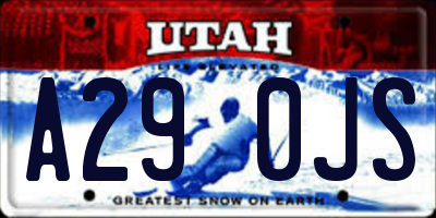 UT license plate A290JS
