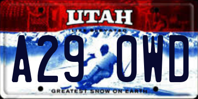 UT license plate A290WD