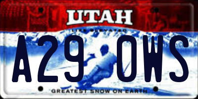 UT license plate A290WS
