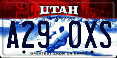 UT license plate A290XS