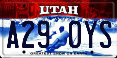 UT license plate A290YS