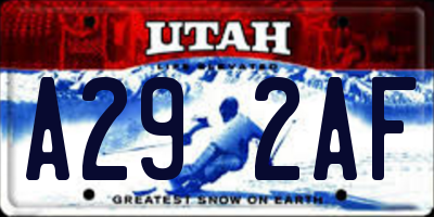 UT license plate A292AF