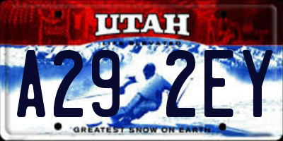 UT license plate A292EY