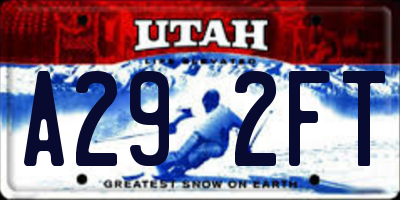UT license plate A292FT