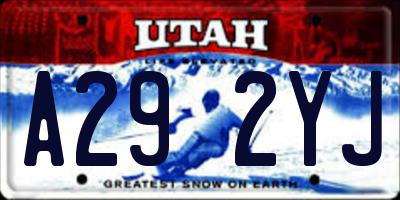 UT license plate A292YJ