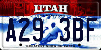UT license plate A293BF
