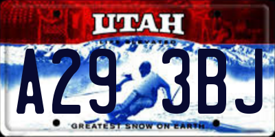 UT license plate A293BJ