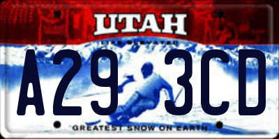 UT license plate A293CD