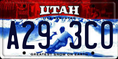 UT license plate A293CO