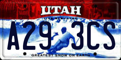 UT license plate A293CS