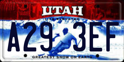 UT license plate A293EF